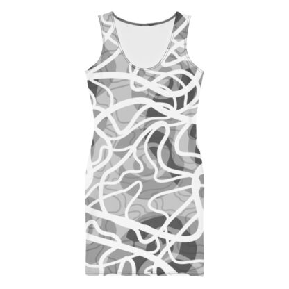 Grey Multiline Squiggle Splat Sublimation Cut & Sew Dress front